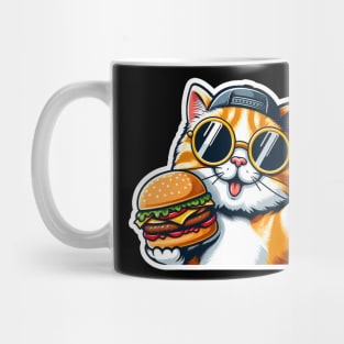 Cool Tabby Exotic Shorthair Cat Hamburger Greetings Mug